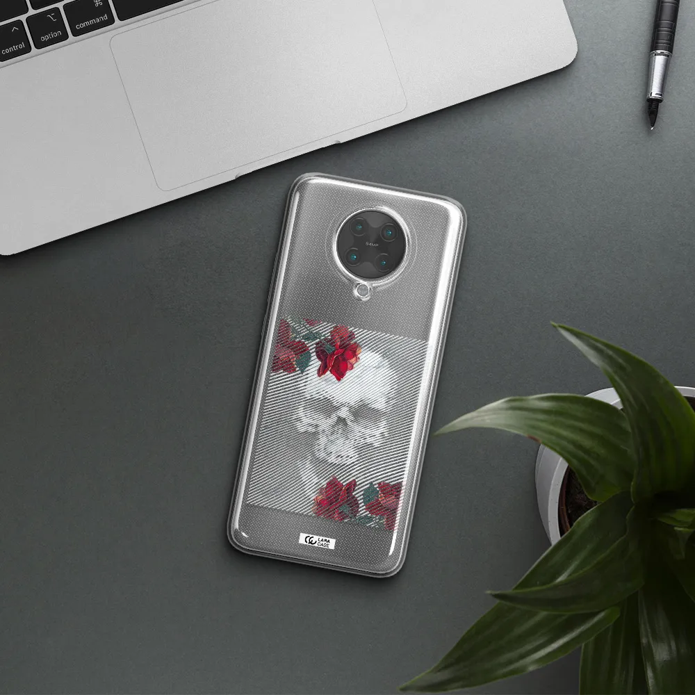 Rose And Skull Pattern Line Xiaomi Poco F2 Pro Clear TPU Case