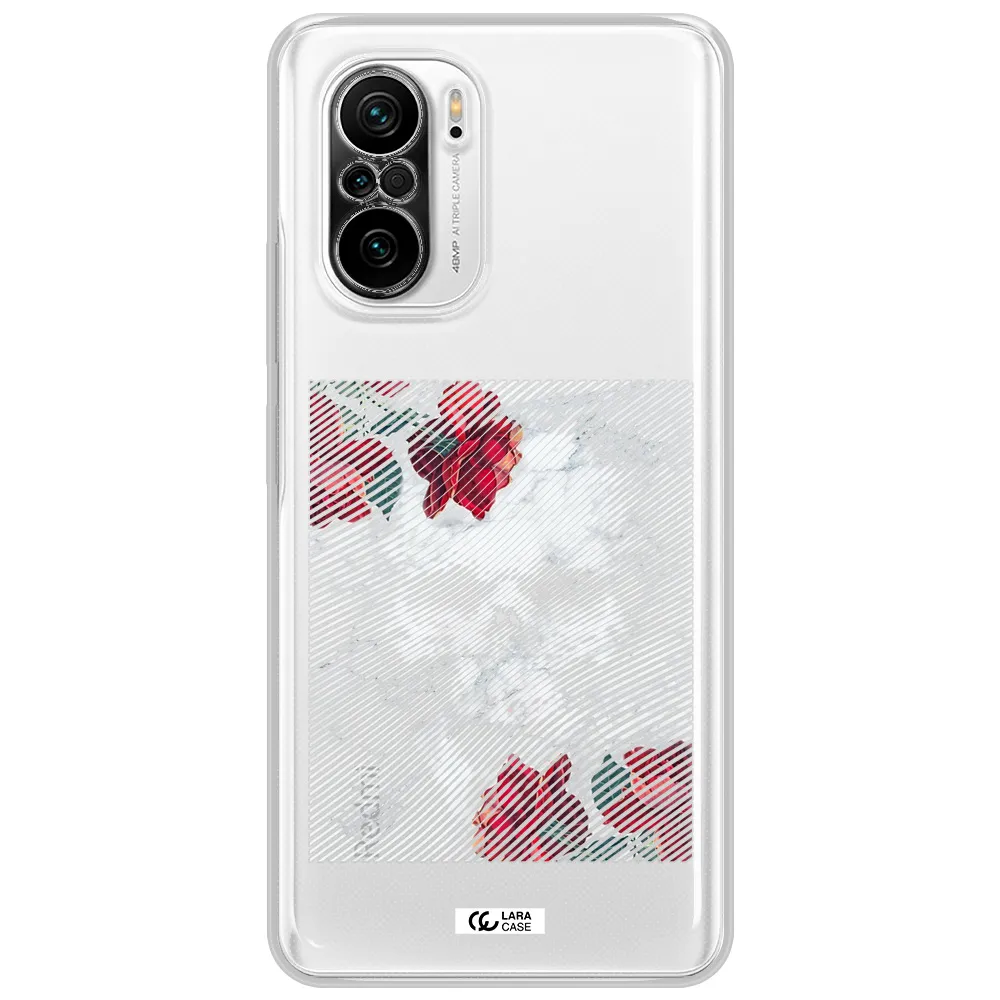 Rose And Skull Pattern Line Xiaomi Poco F3 Clear Tpu Case