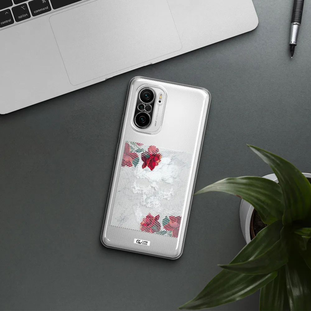 Rose And Skull Pattern Line Xiaomi Poco F3 Clear Tpu Case