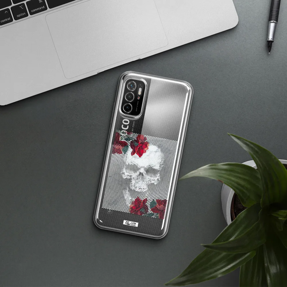 Rose And Skull Pattern Line Xiaomi Poco M3 Pro Clear Tpu Case