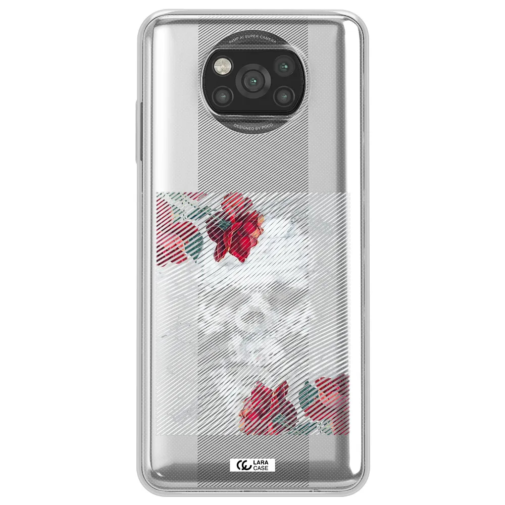 Rose And Skull Pattern Line Xiaomi Poco X3 Clear TPU Case