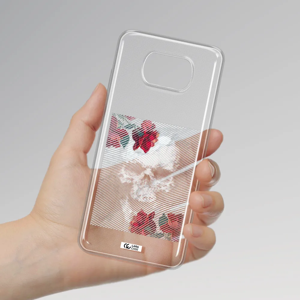Rose And Skull Pattern Line Xiaomi Poco X3 Clear TPU Case