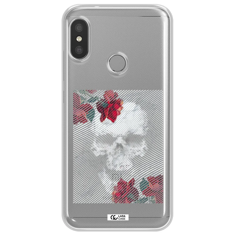 Rose And Skull Pattern Line Xiaomi Redmi 6 Pro Clear TPU Case