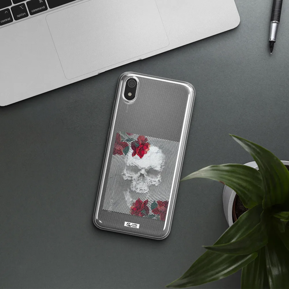 Rose And Skull Pattern Line Xiaomi Redmi 7A Clear TPU Case