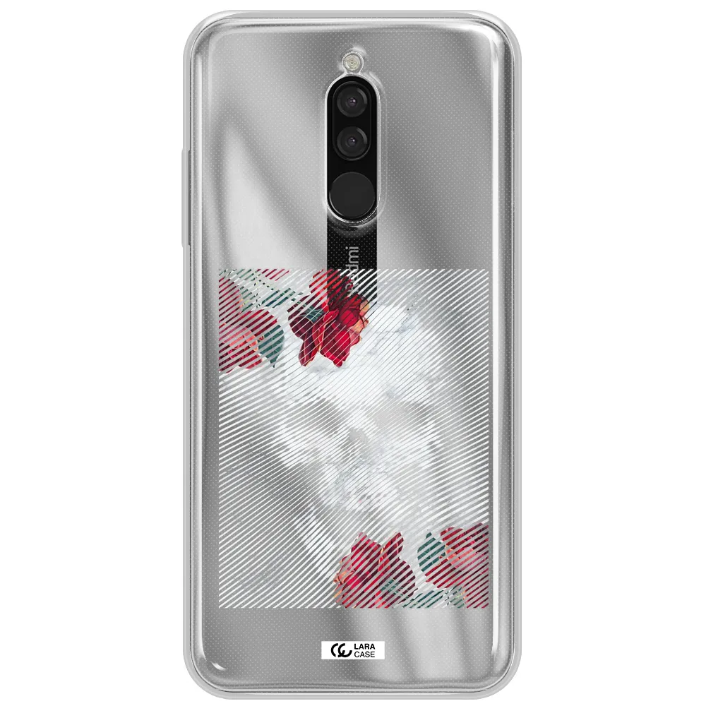 Rose And Skull Pattern Line Xiaomi Redmi 8 Clear Tpu Case