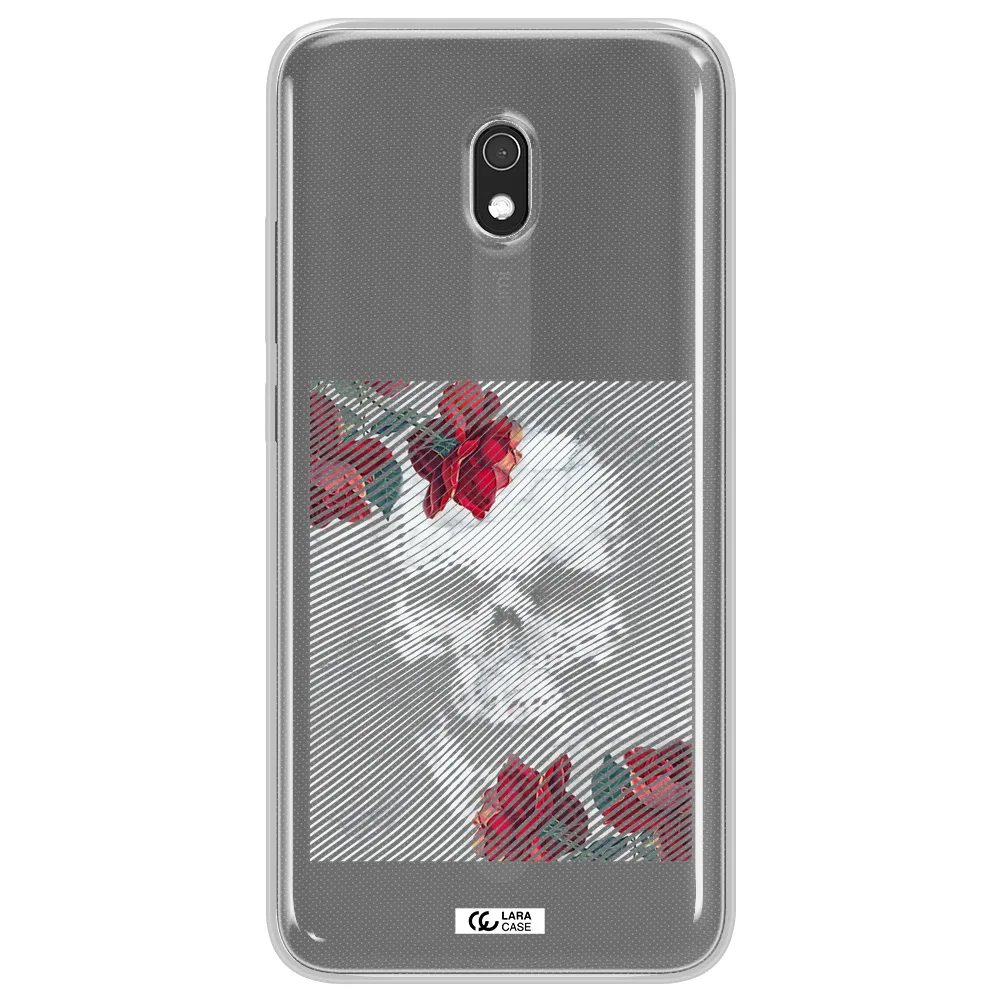 Rose And Skull Pattern Line Xiaomi Redmi 8A Clear TPU Case