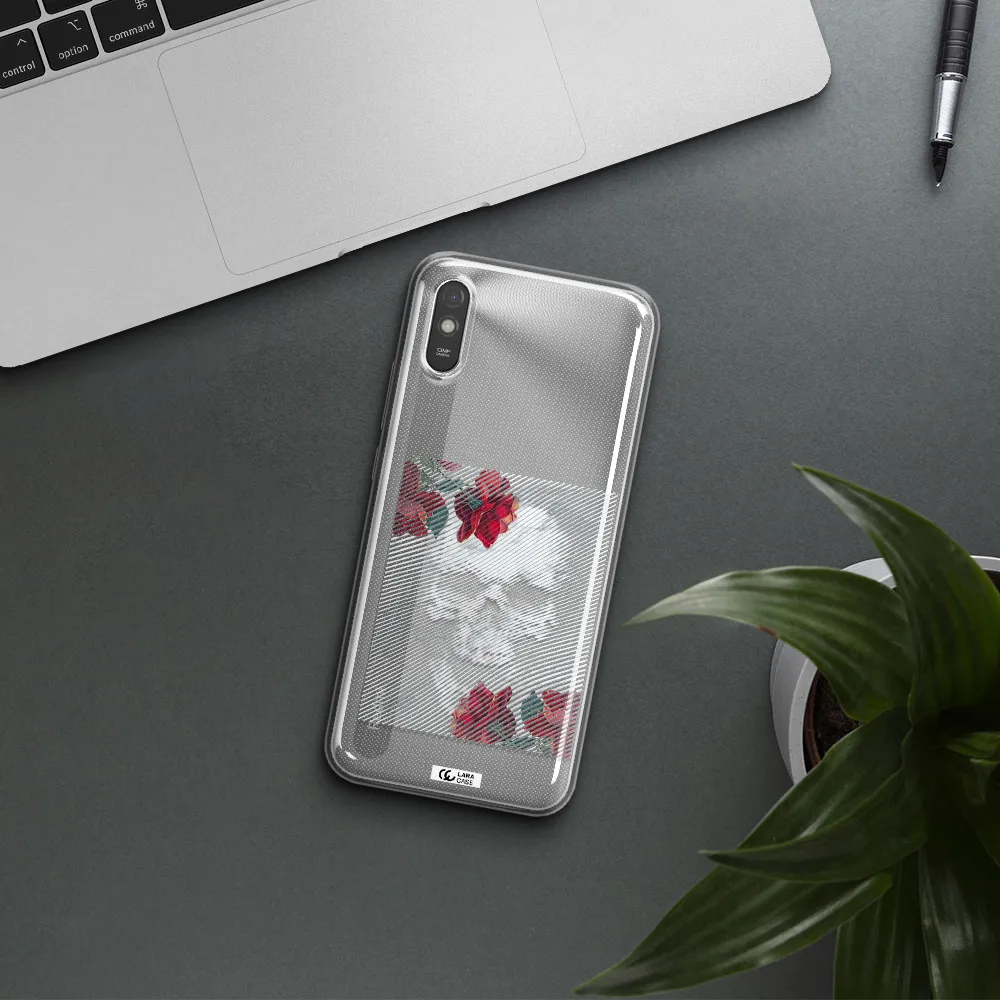 Rose And Skull Pattern Line Xiaomi Redmi 9A Clear TPU Case