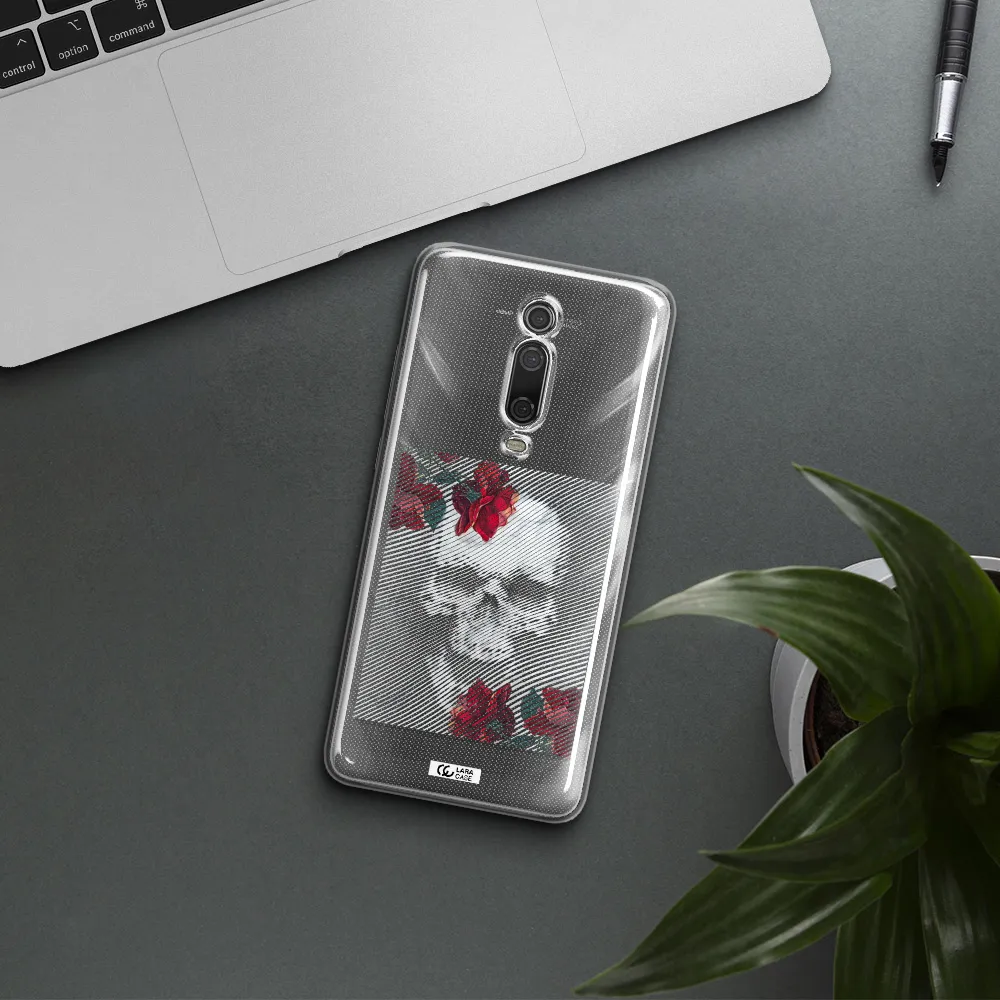 Rose And Skull Pattern Line Xiaomi Redmi K20 Clear Tpu Case