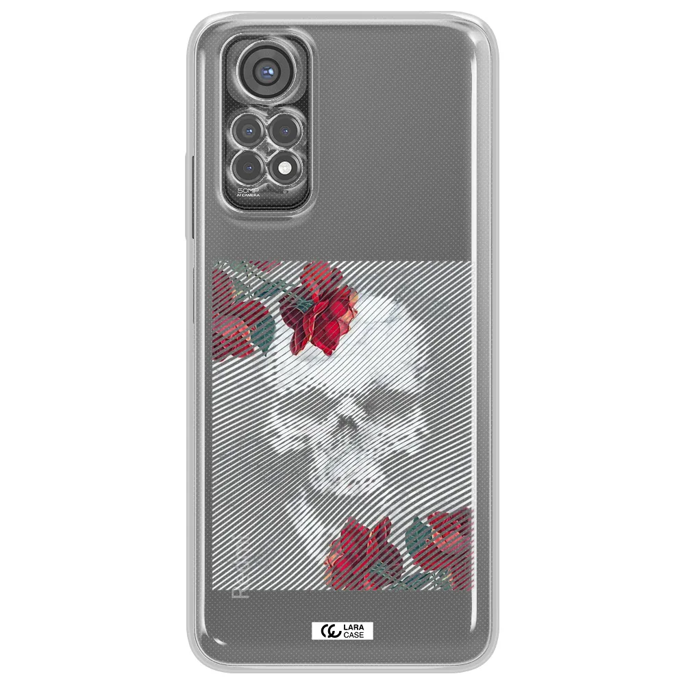 Rose And Skull Pattern Line Xiaomi Redmi Note 11S Clear Tpu Case
