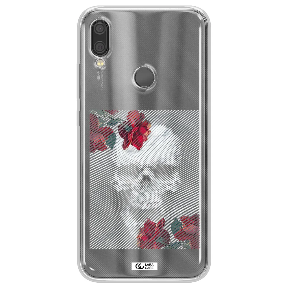 Rose And Skull Pattern Line Xiaomi Redmi Note 7 Clear TPU Case