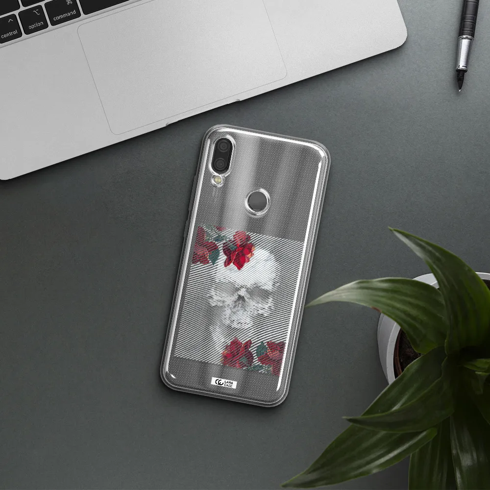 Rose And Skull Pattern Line Xiaomi Redmi Note 7 Clear TPU Case