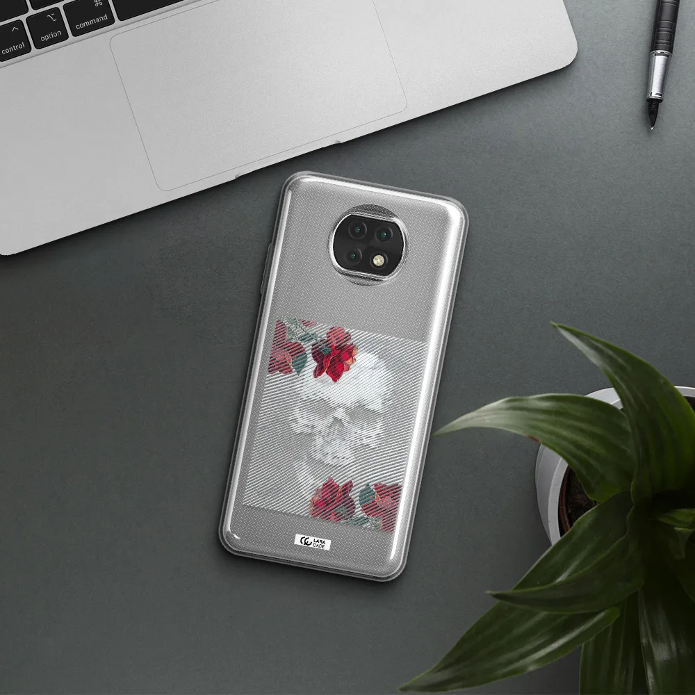 Rose And Skull Pattern Line Xiaomi Redmi Note 9T Clear Tpu Case